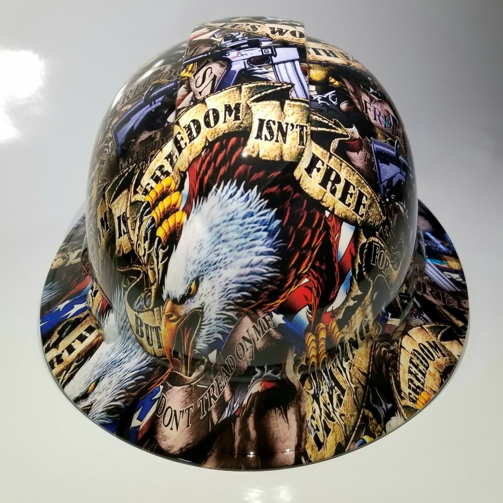 NEW FULL BRIM Hard Hat custom hydro dipped FREEDOM ISN'T FREE USA AMERICA sick