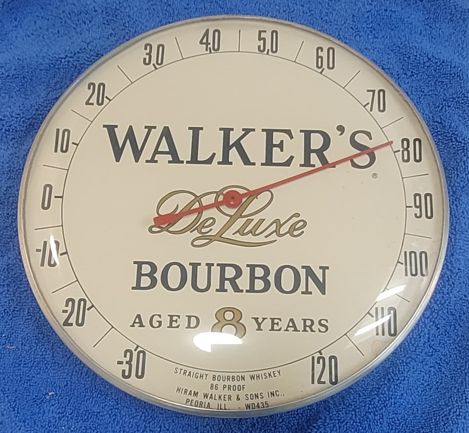 Vintage WALKERS Deluxe Bourbon Bubble Glass "working" Thermometer Sign 1960s