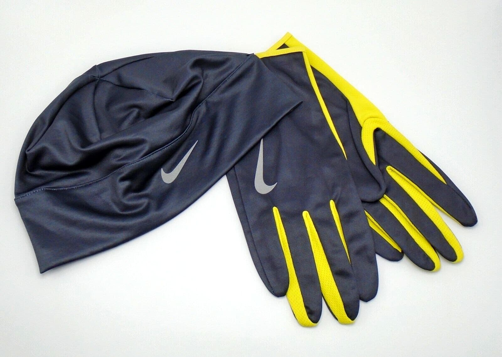 Nike Hat and Gloves Set Men's L/XL Dri-Fit Running Gridiron/Bright Citron/Silver