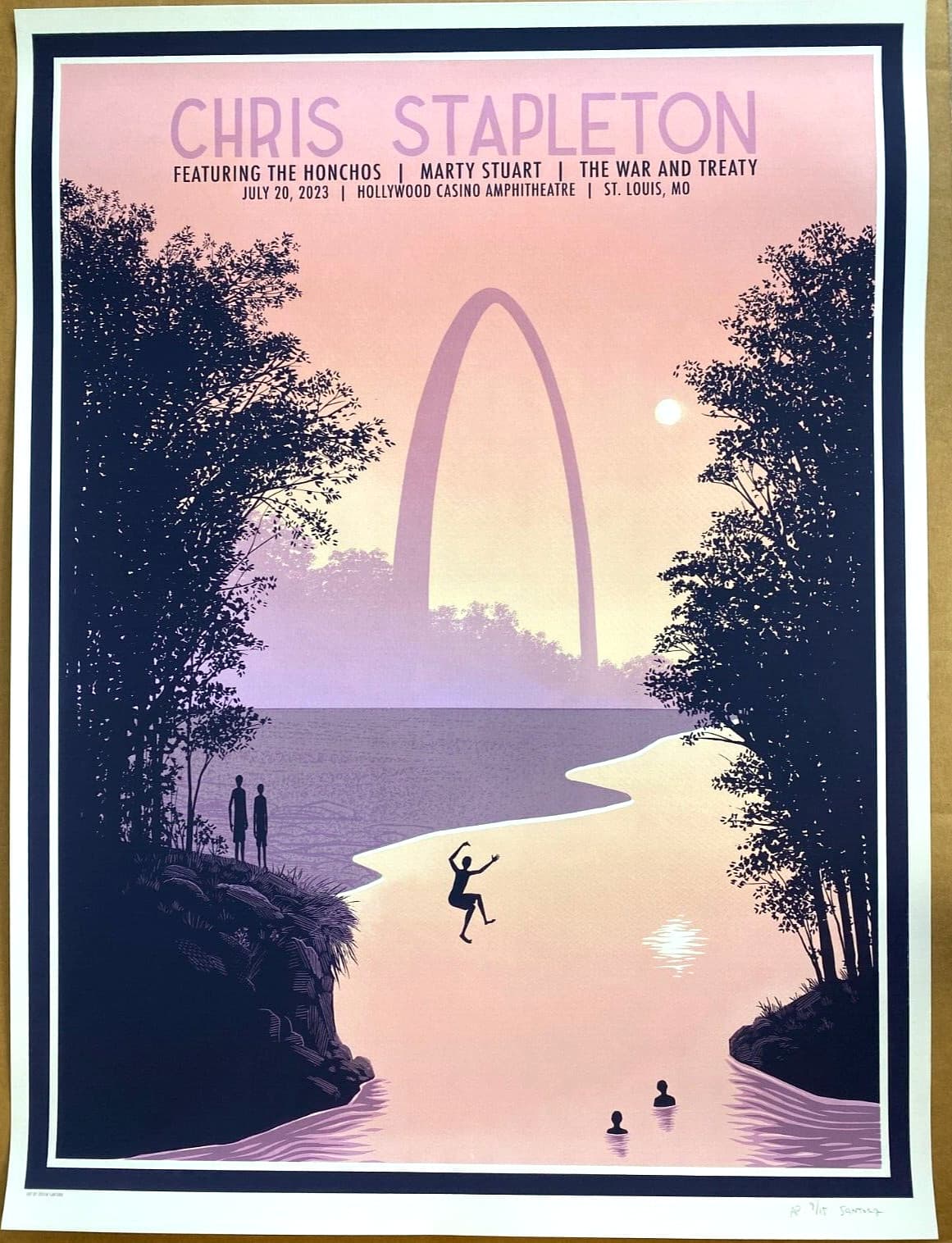 OFFICIAL CHRIS STAPLETON St Louis MO July 10 2023 AP POSTER SIGNED S/N #/15 RARE