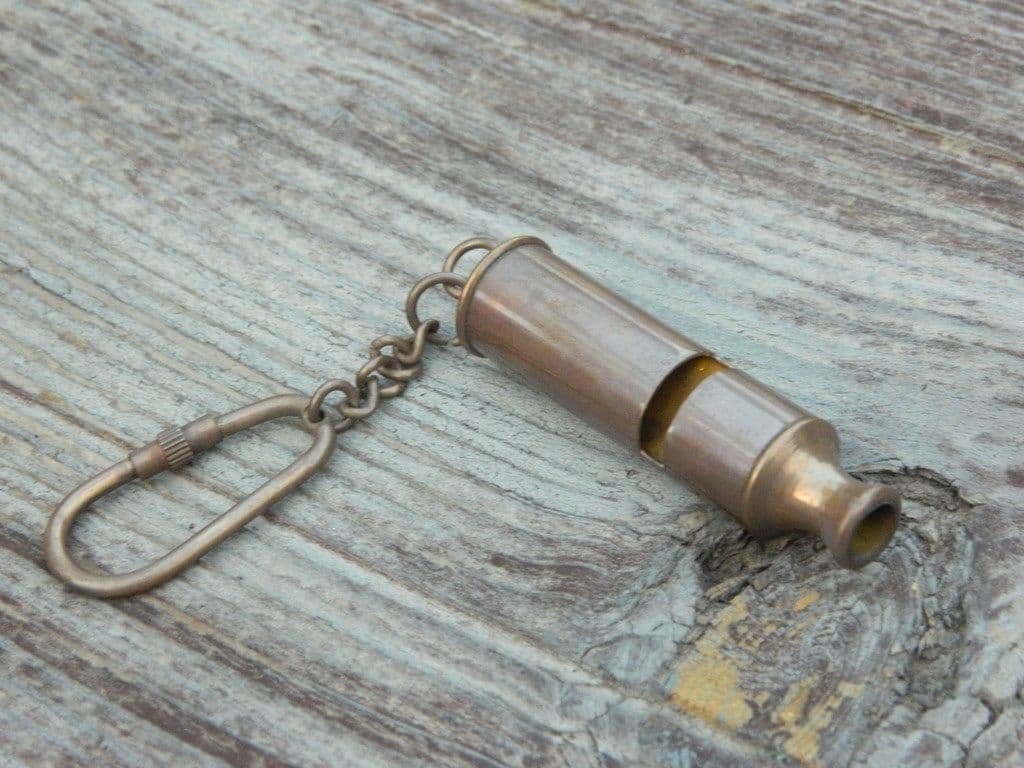 BRASS ANCHOR WHISTLE KEY CHAIN VINTAGE COLLECTIBLE NAUTICAL MARINE KAY RING NEW