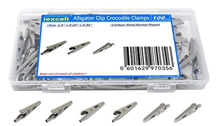 iexcell 100 Pcs 2 Inches / 51 mm Steel Alligator Clips Assorted Sizes