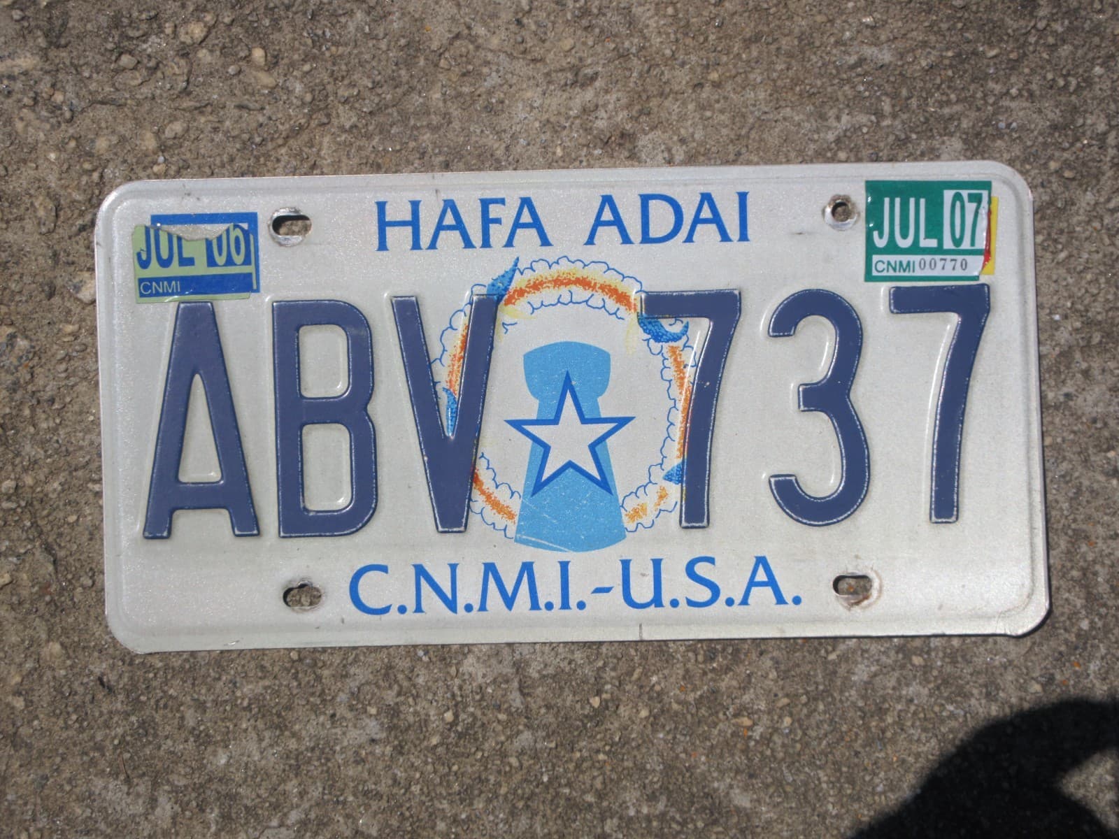 2007 Northern Mariana Islands License Plate CNMI USA Pacific Ocean ABV 737