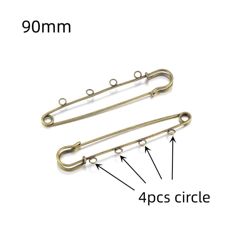 Safety Pins 90mm Large Metal Sewing Pins with Holes Bronze Tone 10Pcs