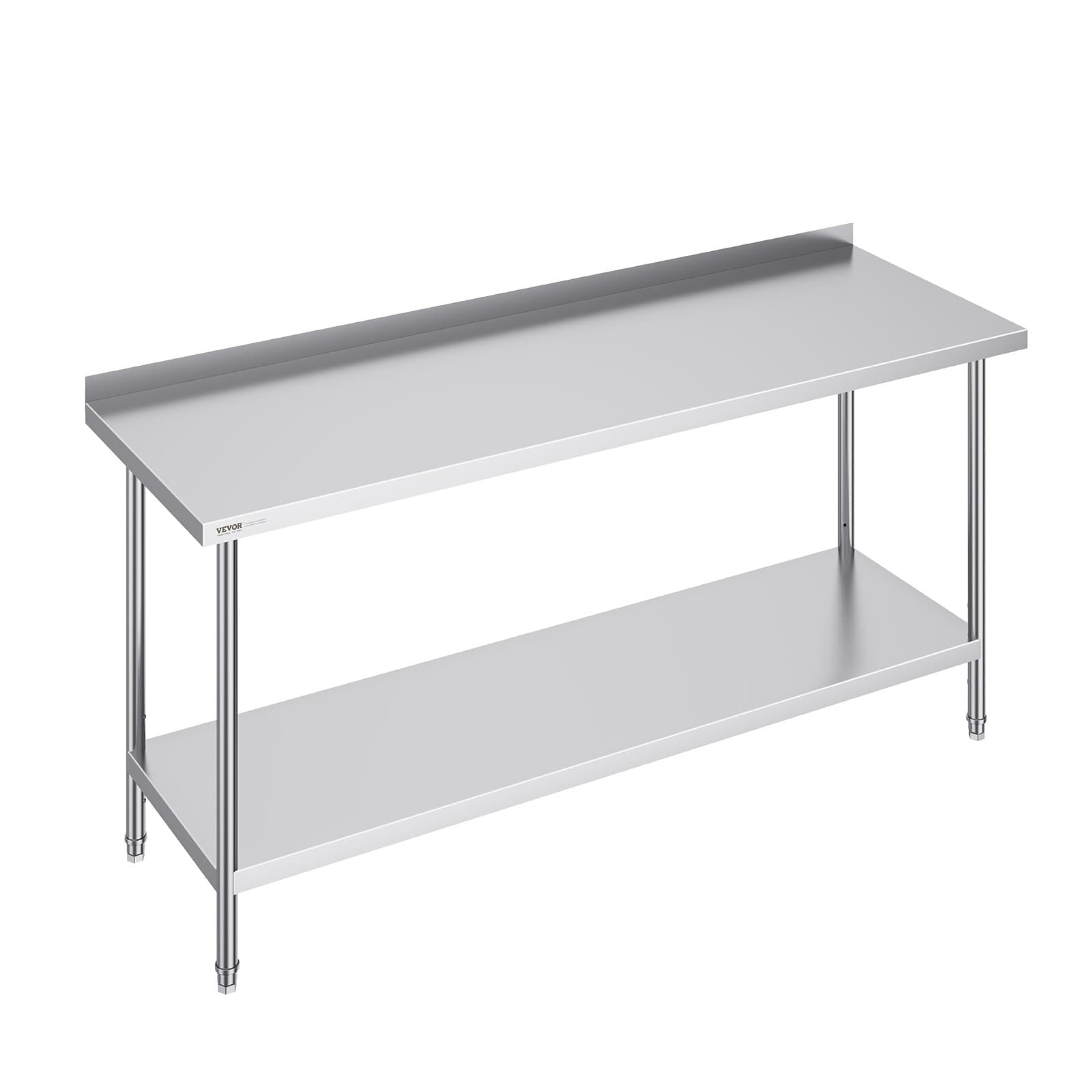 VEVOR Stainless Steel Work Table Commercial Kitchen Work Food Prep Table 24"x72"