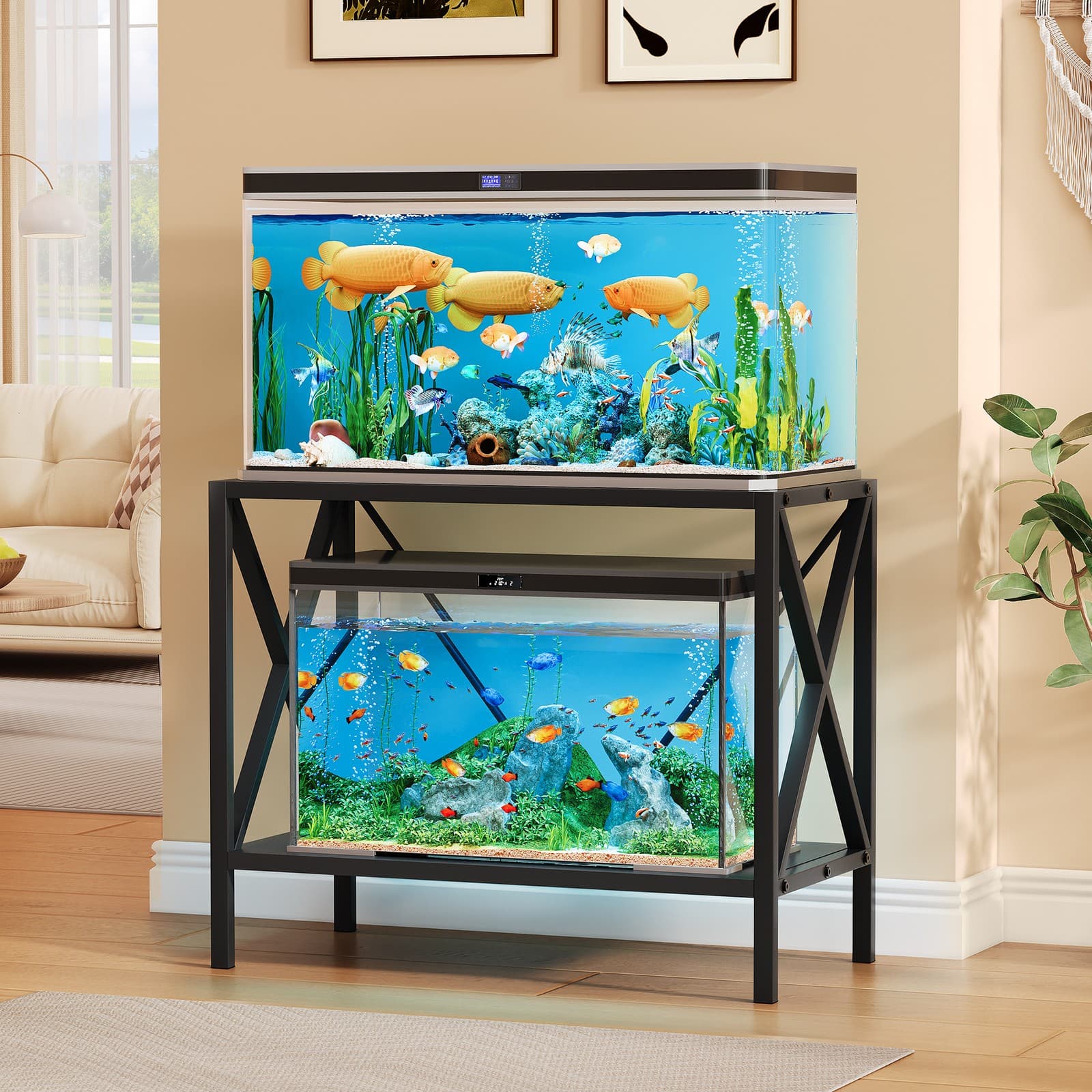 X-Shape 40 Gallon Fish Tank Stand 500lbs Capacity for Metal Aquarium Stand