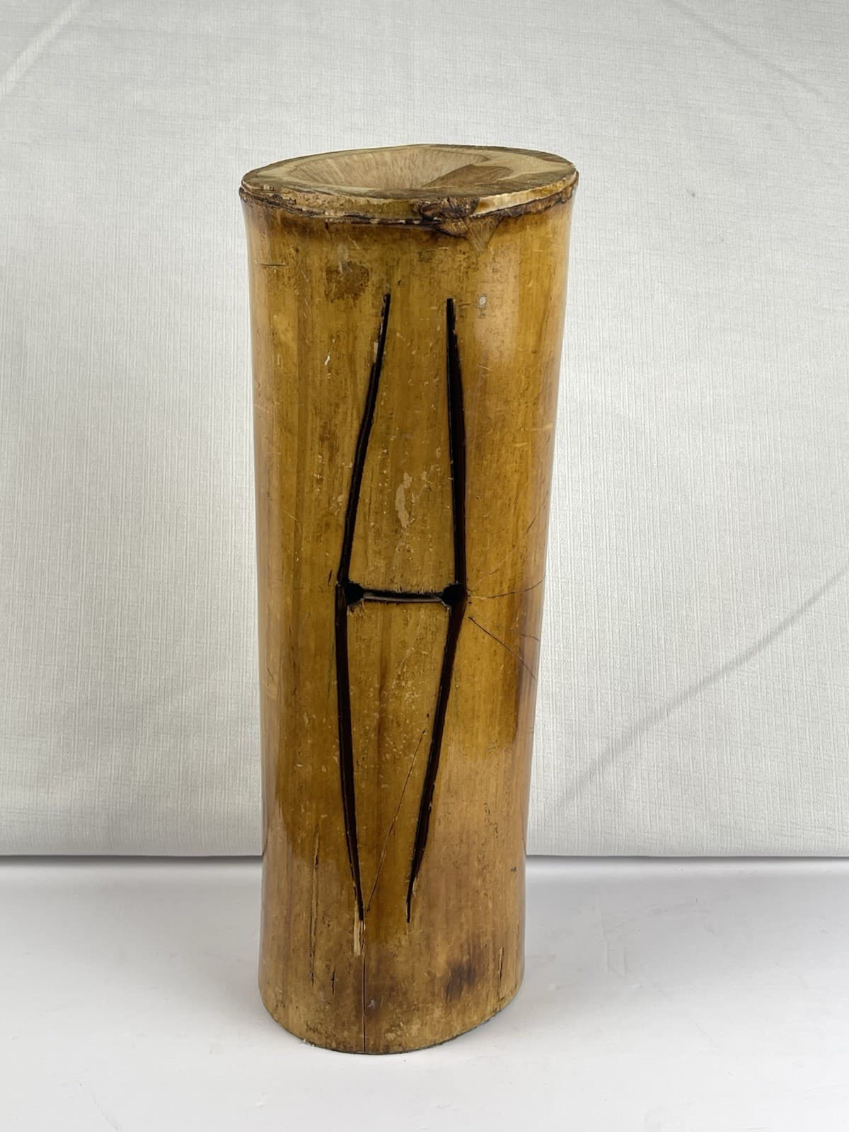 Hand-Carved Wooden Slit Drum | Vintage Talking Instrument for Art or Music 14 in