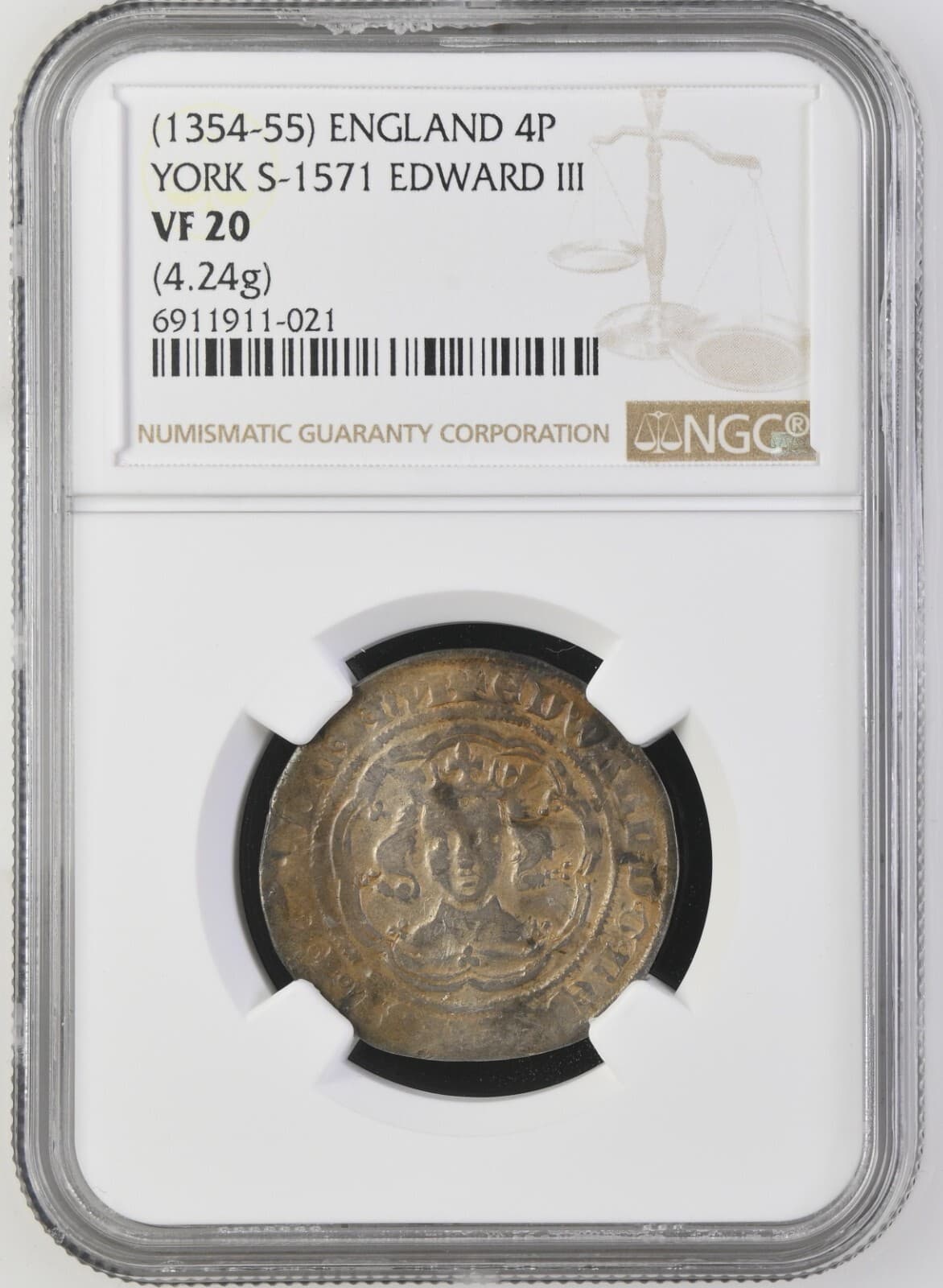 England - 1354-1355 Edward III Groat - NGC VF20 - York - TOP POP - VERY RARE !