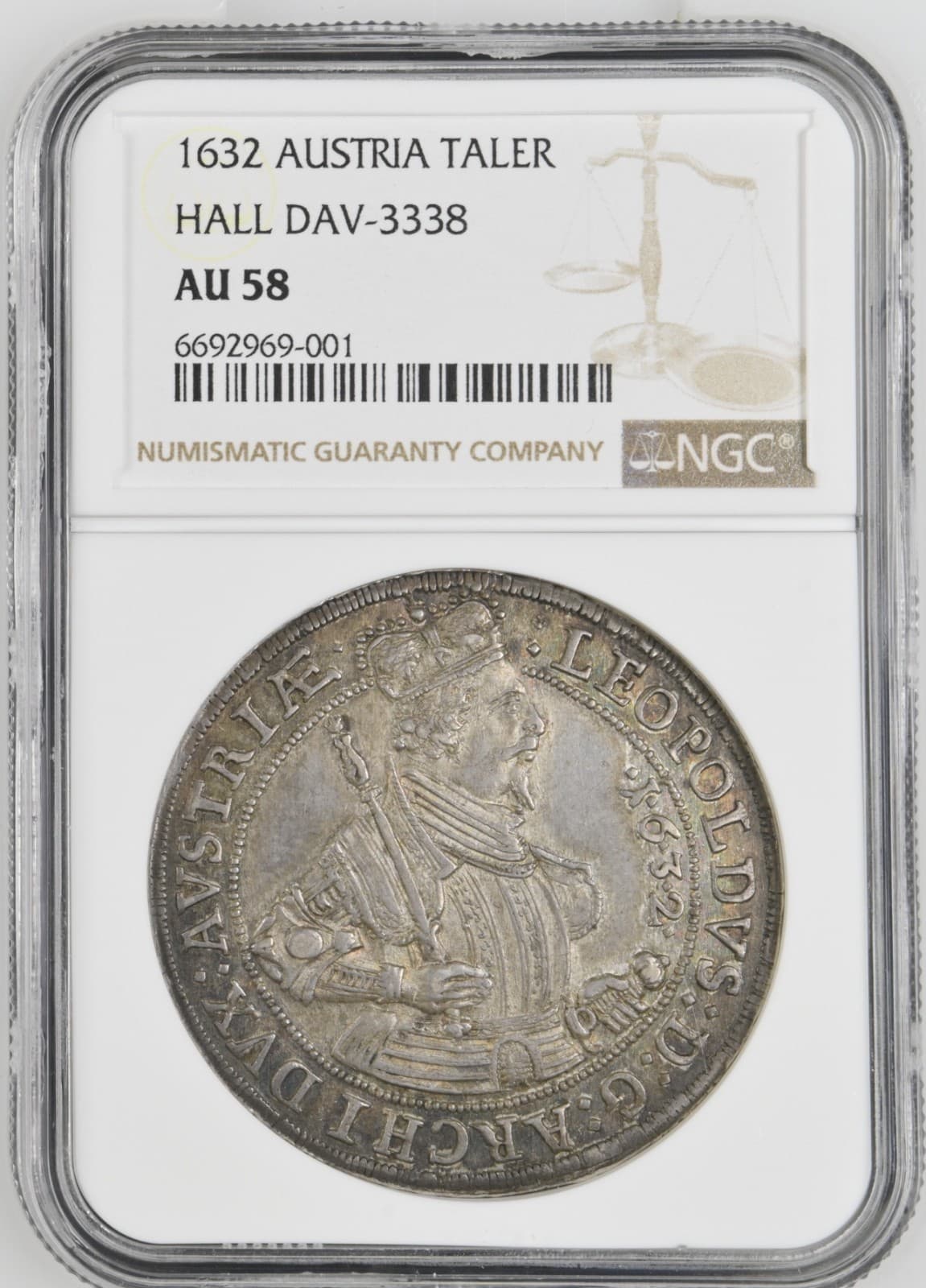1632 Austria Hall Thaler Silver NGC AU58 Very Well Struck Beauty w/ HD Vid