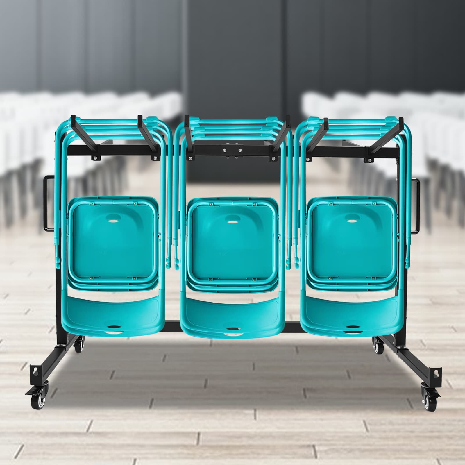 Folding Chair Rack Dolly Cart W/lock Caster Max 42 Foldingtables 12 Hanging Rods