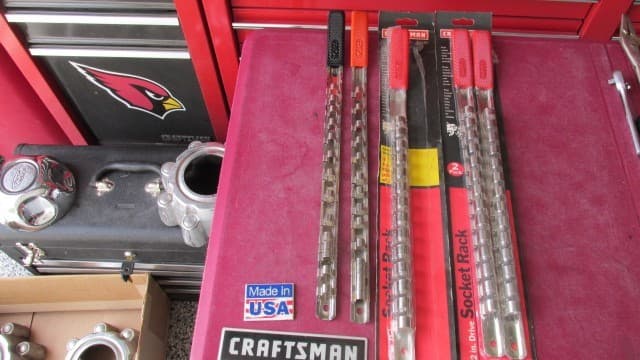 Lot of 5 Craftsman USA Socket Rack Rail Holders ~ 3/8" & 1/2" Socket Organizers