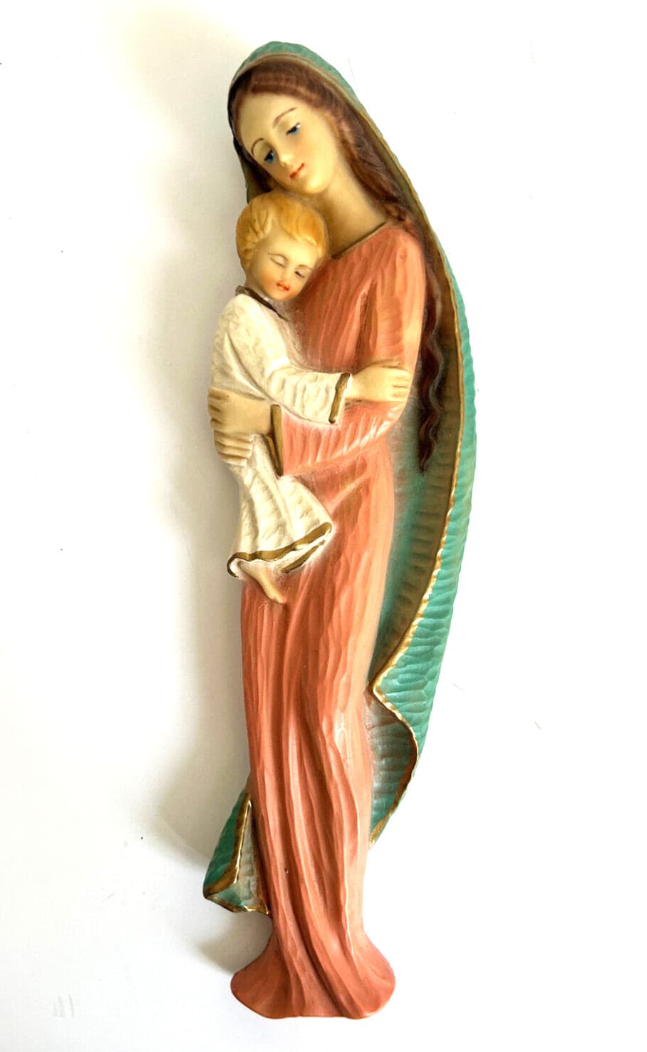 Rare VTG Made in Italy Madonna & Child Religious Wall Plaque Hand Painted 11"