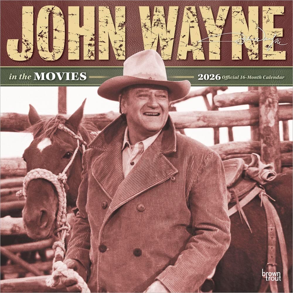 John Wayne in the Movies OFFICIAL | 2026 12x24" Wall Calendar | Plastic-Free
