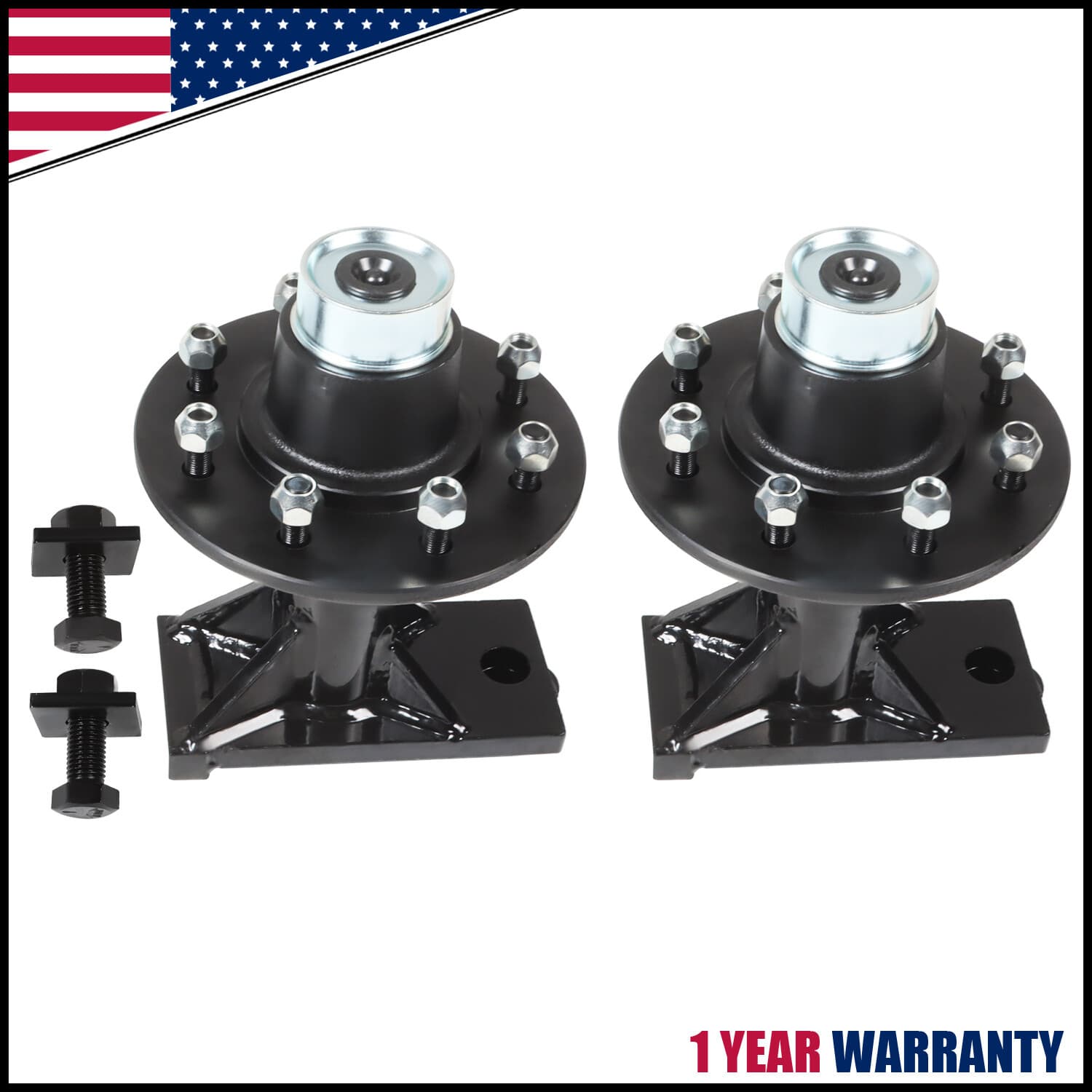 8 x 6.5 Lug 8000LB Shipping Container Wheels, Bolt-on Spindle Kit NEW(Pair)