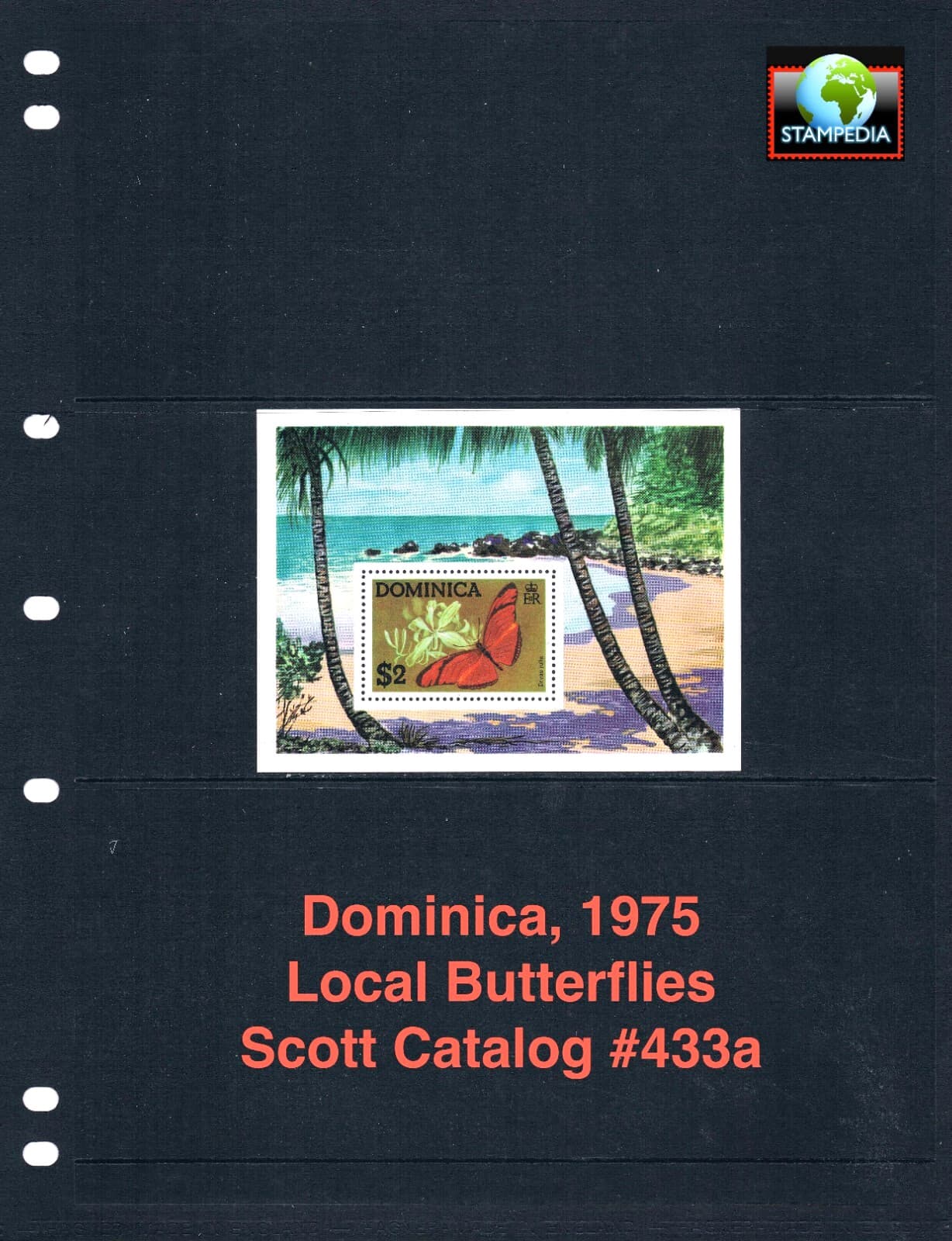 1/3 off $4.00 Scott Value - 1975 DOMINICA Butterflies s/s CV MNH NH UMM