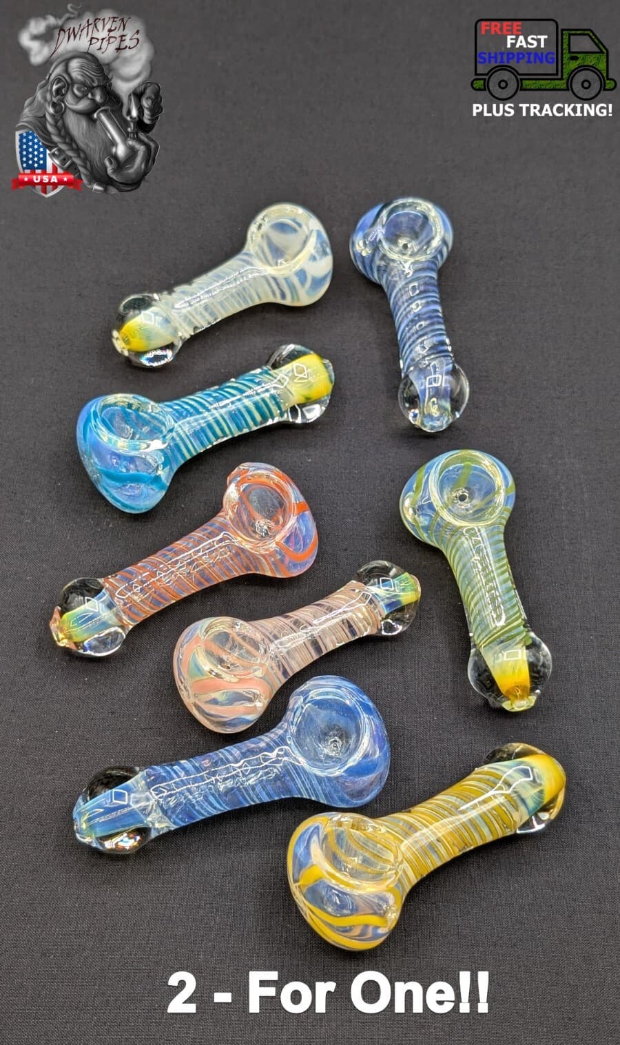 2x - 3.5" Glass Spoon Hand Pipes Tobacco Bowls - Assorted Colors