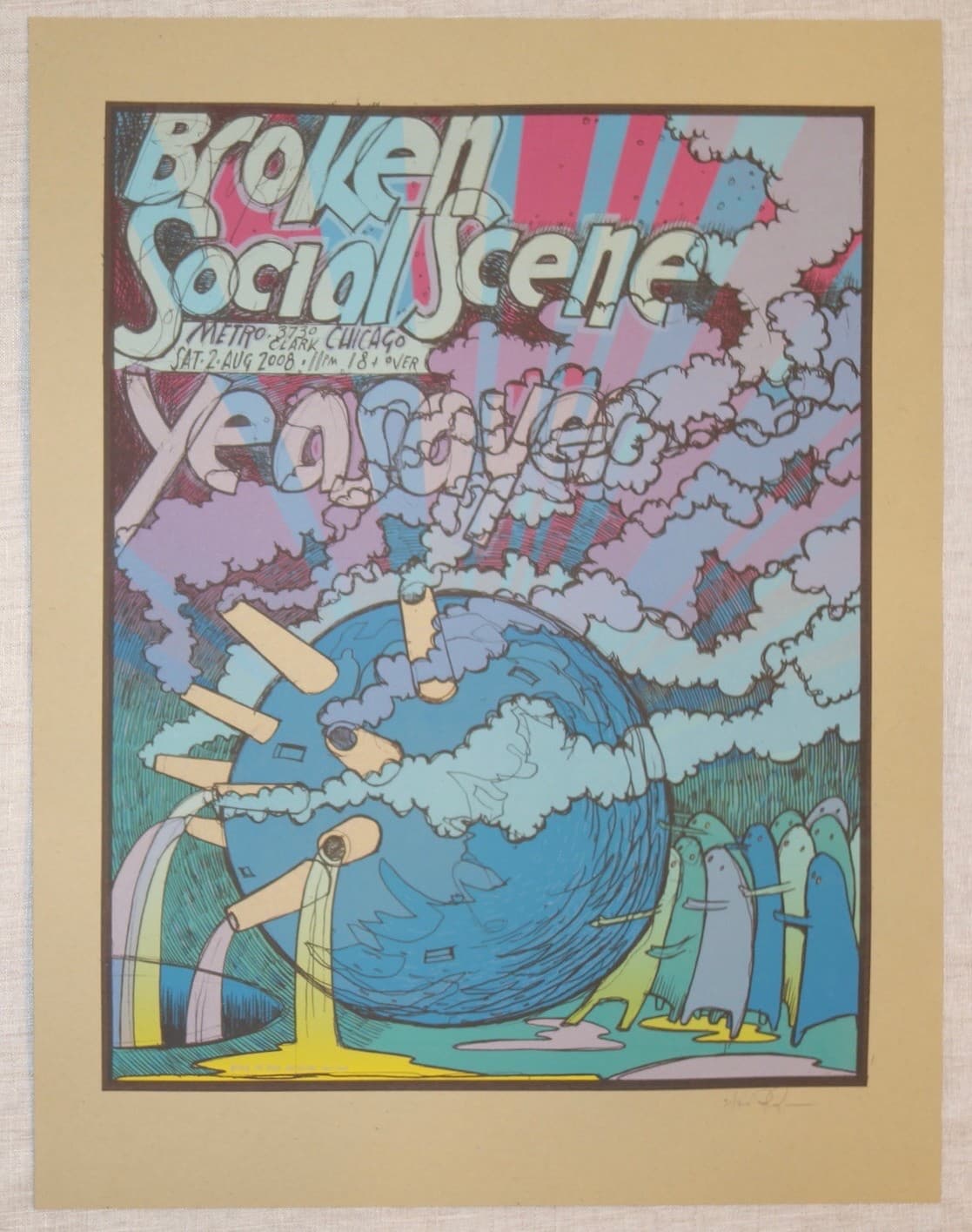 2008 Broken Social Scene - Chicago Silkscreen Concert Poster S/N by Jay Ryan