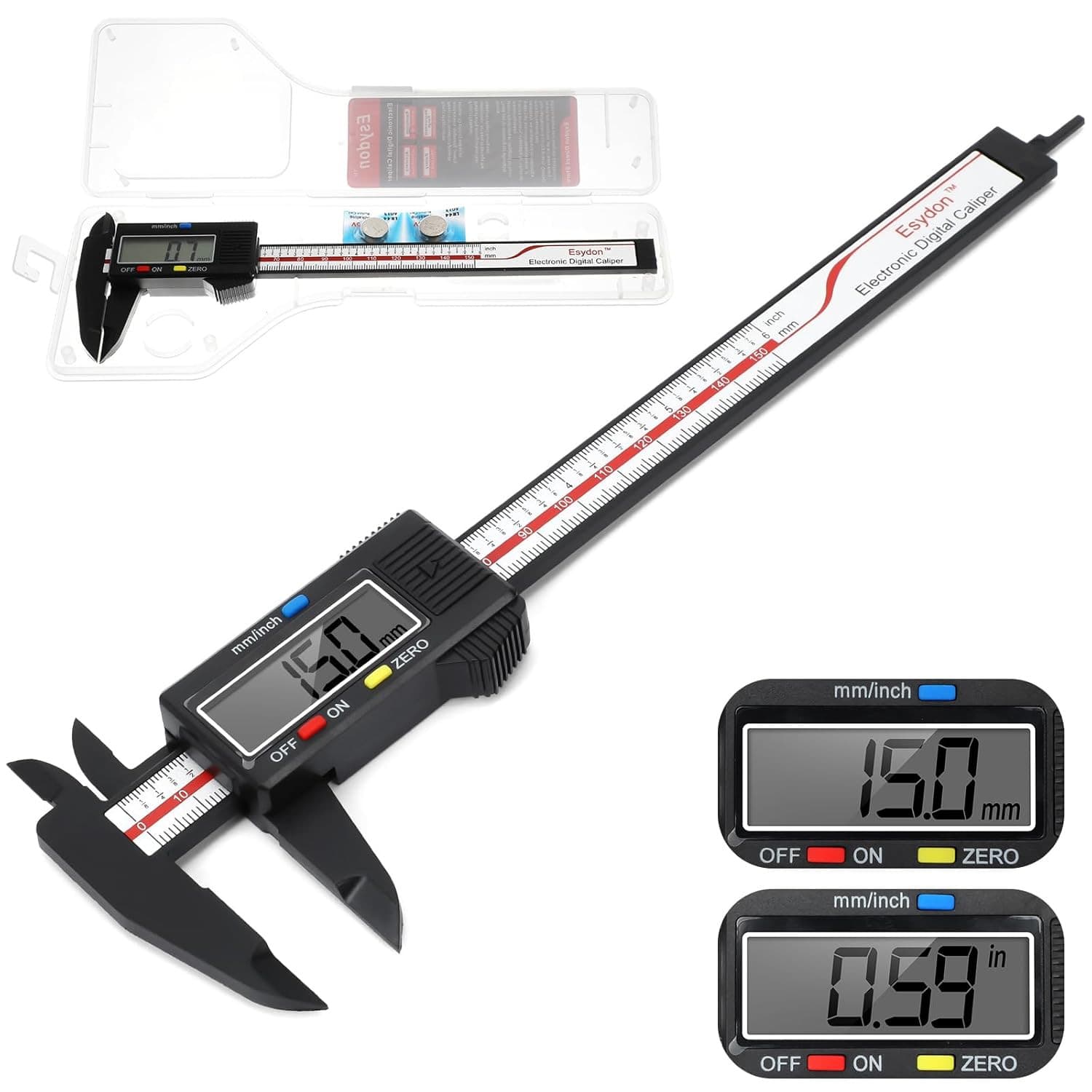 Digital Caliper, Esydon Upgraded Calipers 6 inch, Measuring Tool, Electronic Rul