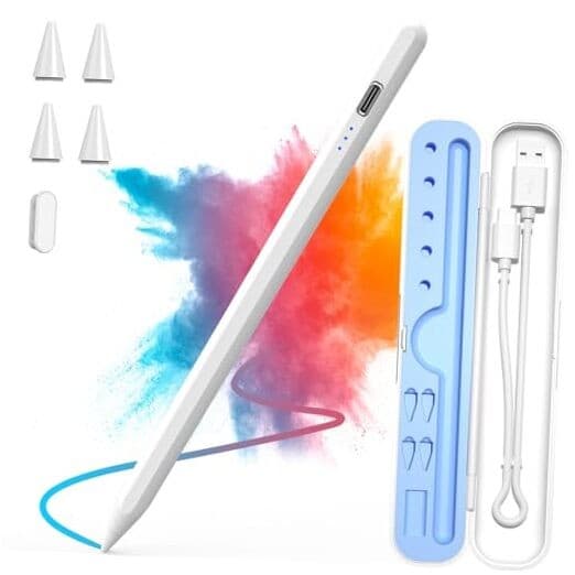 Stylus Pen for iPad 2018-2025, 15 Mins Fast Charge for Apple Pencil 1- White