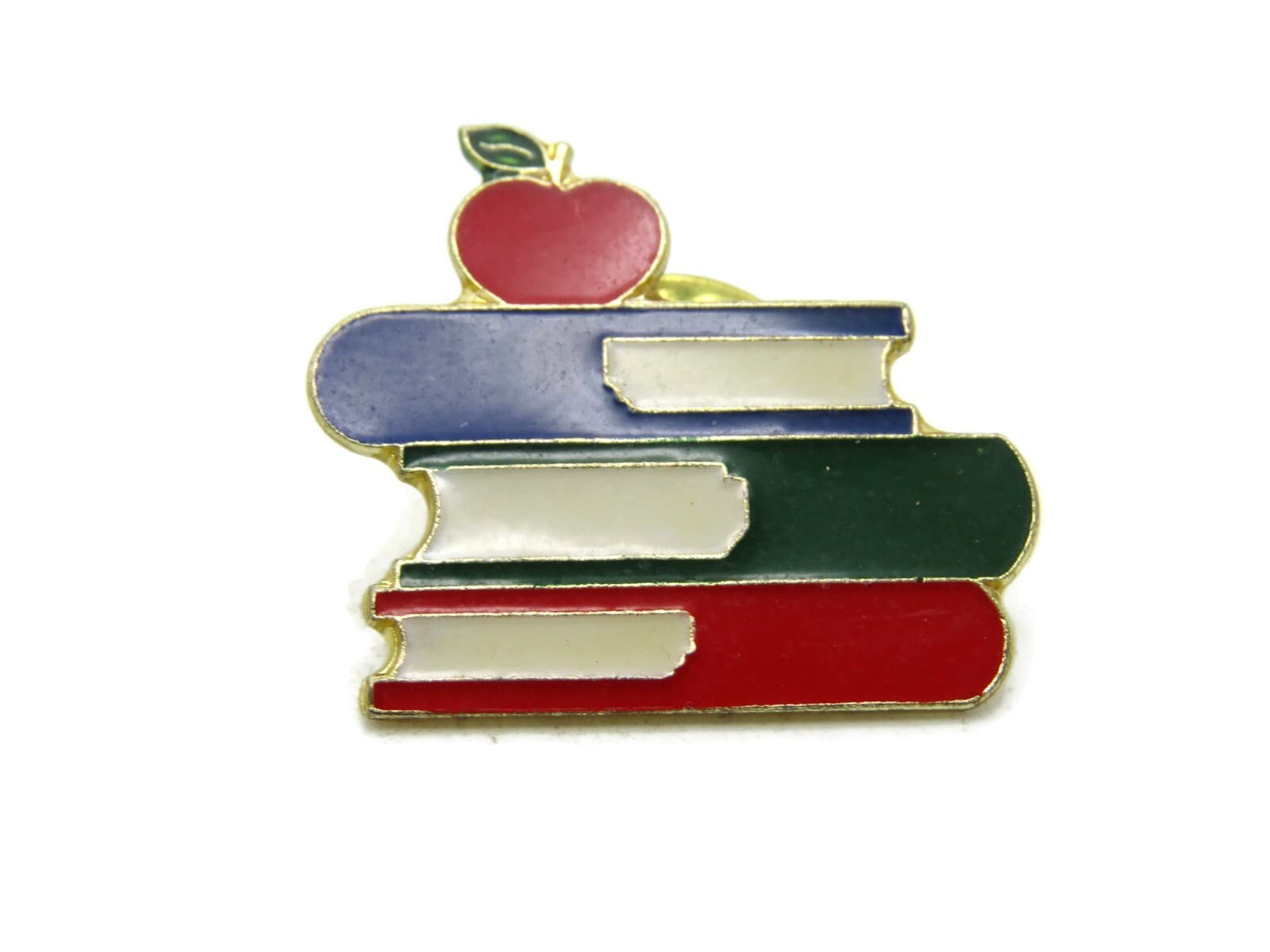 Books & Apple Teachers Gift Pin Gold Tone