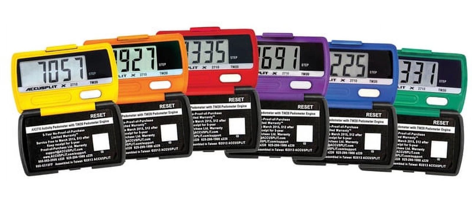 ACCUSPLIT Accelerometer Pedometer No. AX2710 Multi-Color Set of 6 New