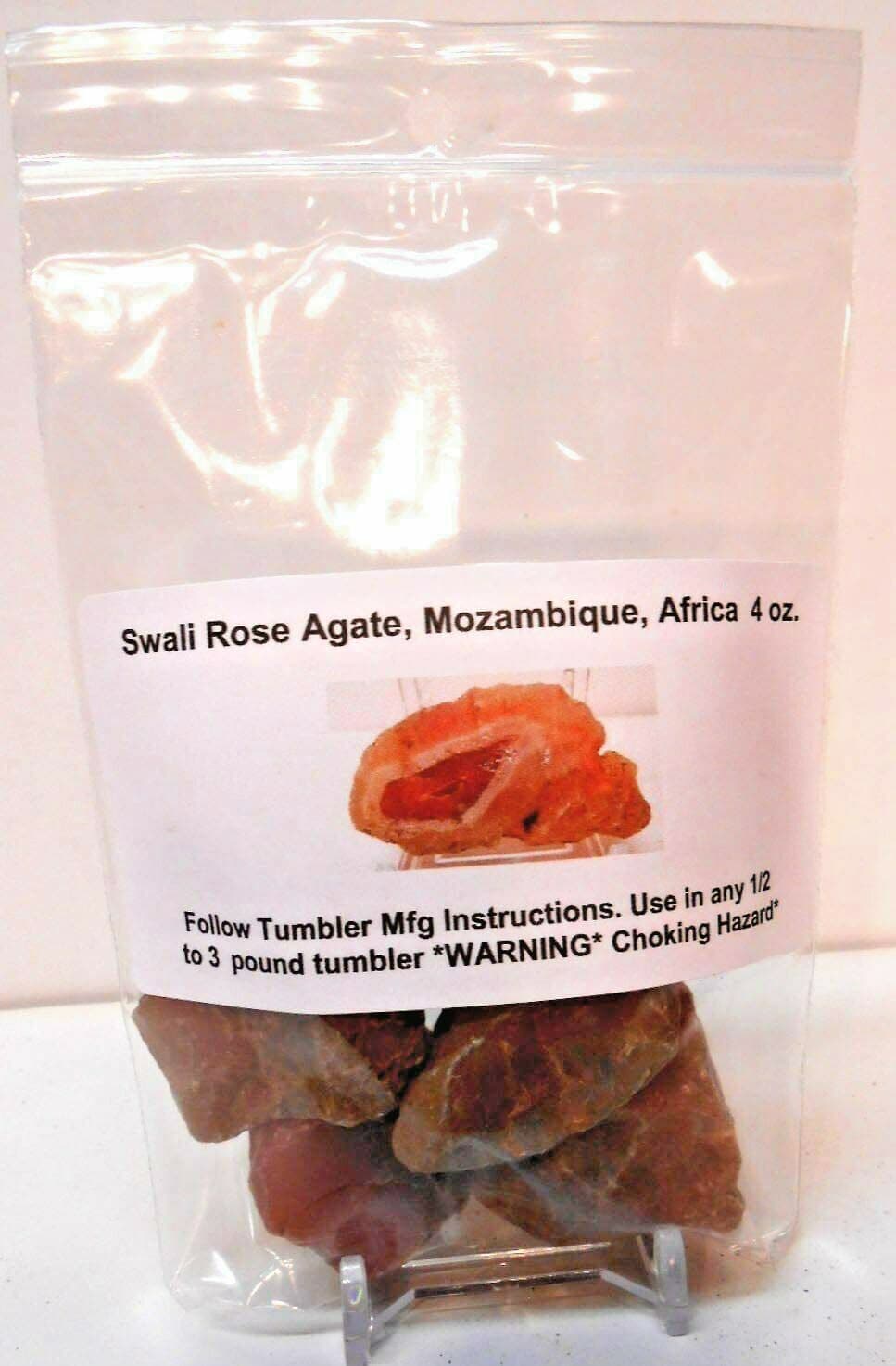 Rock Tumbler Gem Refill Kit - Swali Rose Agate Rough, Mozambique,Africa, 4 oz