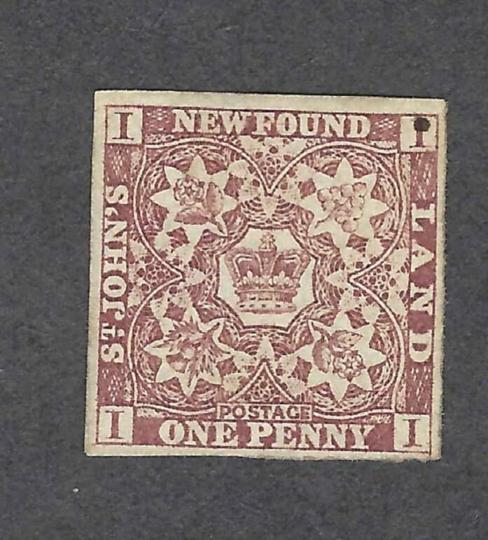 CANADA NEWFOUNDLAND # 1i MINT UN REENTRY 1d BROWN VIOLET HERALDIC FLOW. BS30432