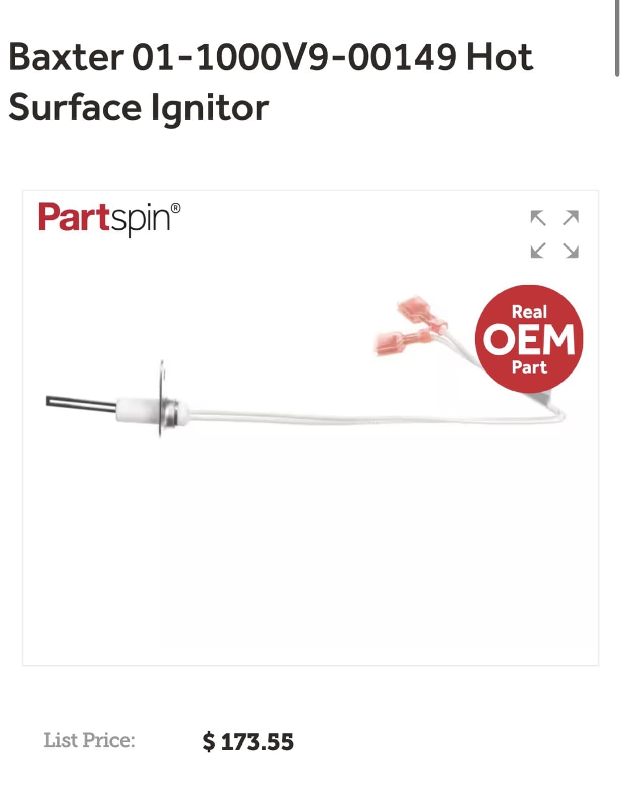 Hobart 01-1000V9-00149 hot surface igniter