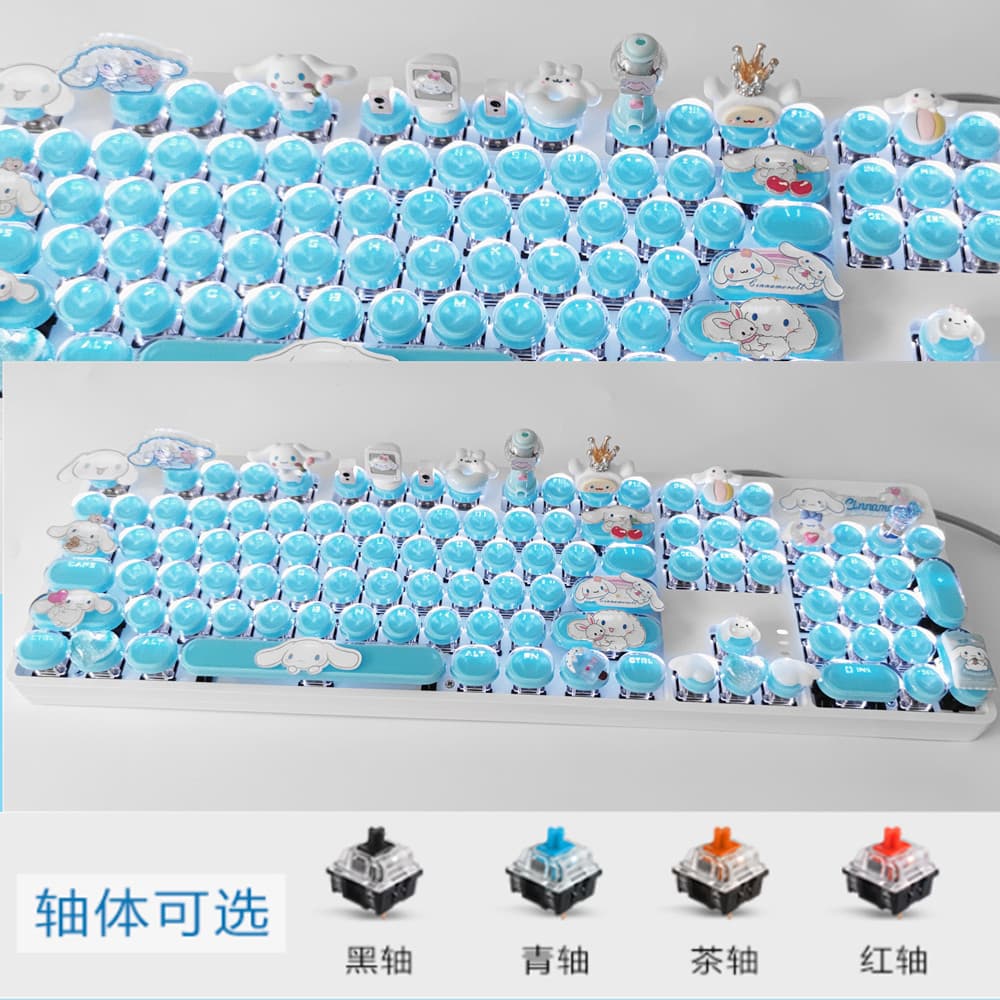 My Melody Cinnamoroll Kuromi Mechanical Keyboard USB Wired 87/104 Keys Hot swap