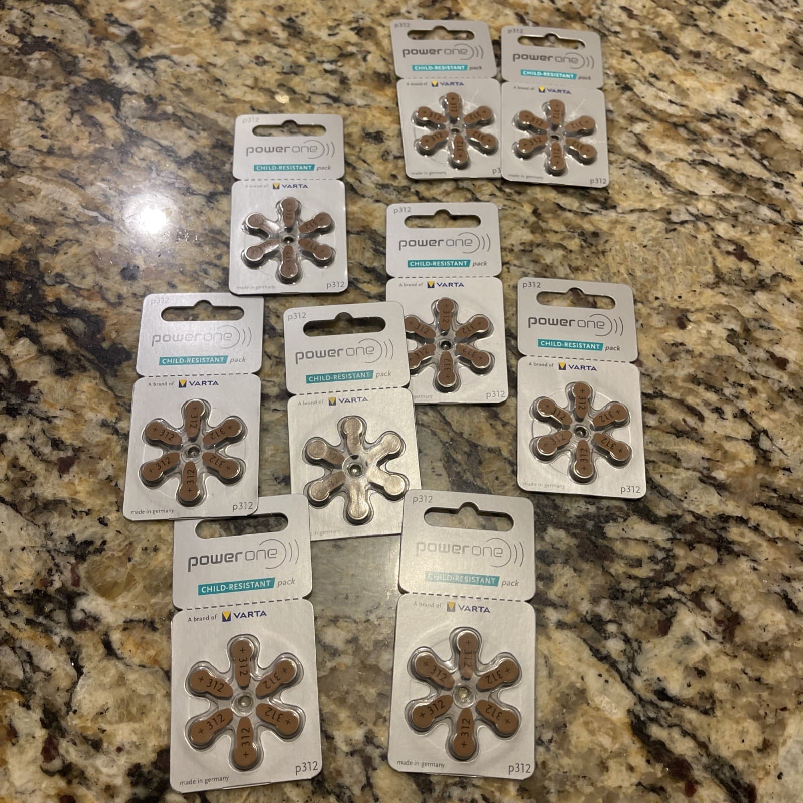 PowerOne Hearing Aid Batteries Size p312 Child Resistant 54 Batteries 09/28