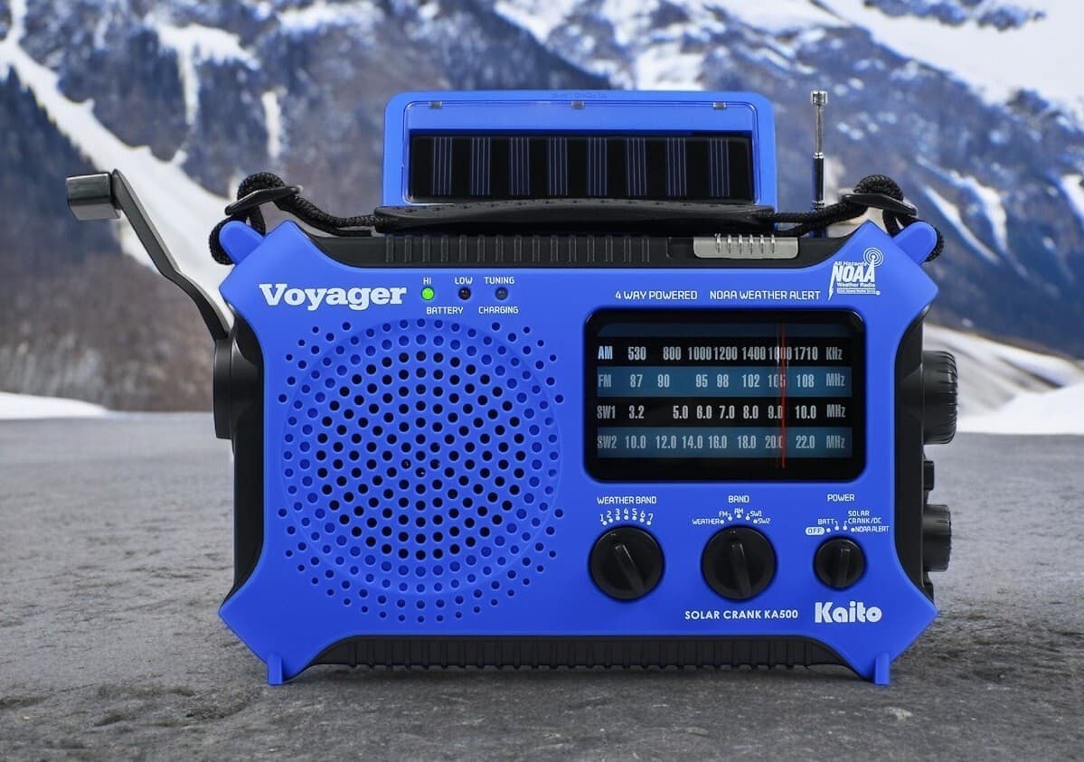 Kaito KA500 AM FM Shortwave Solar Crank Emergency NOAA Weather Alert Radio Blue