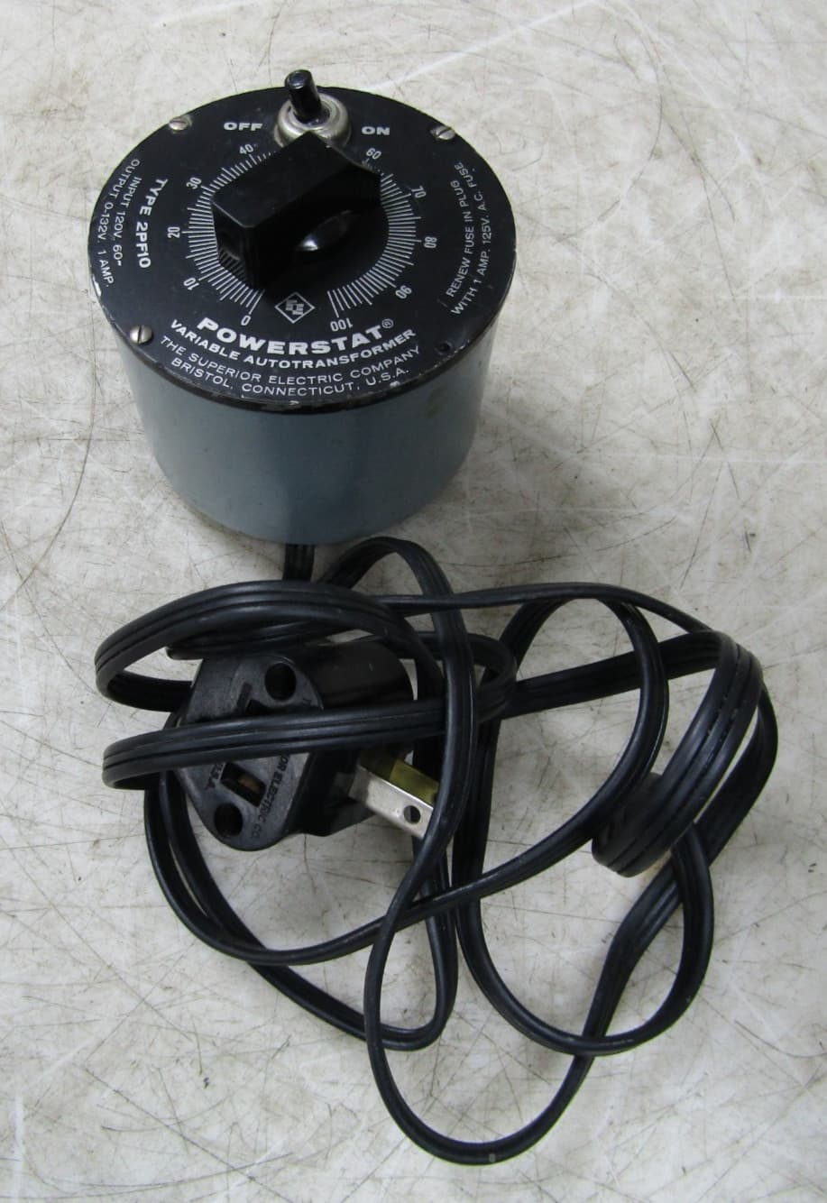 đź’ĄPOWERSTAT 2PF10 VARIABLE AUTOTRANSFORMER 120 VAC INPUT 0-132 VAC OUTPUT