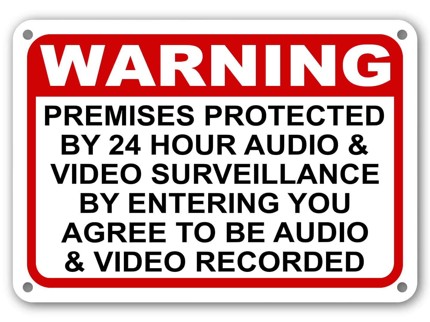 Warning Premises under 24 Hr Audio Video Surveillance home security cctv Signs