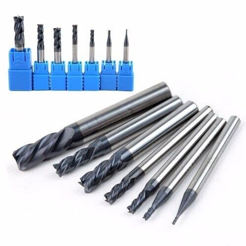 7Pcs 4 Flutes Tungsten Carbide End Mill Set CNC Milling Cutter Tool 1-8mm HRC50