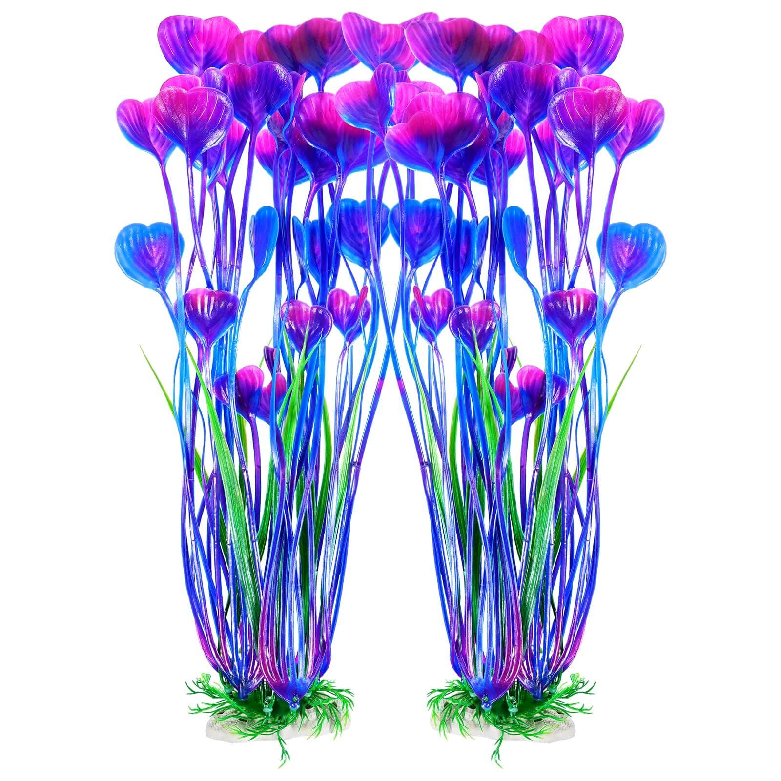 2 PCS Artificial Aquarium Plants, Fish Tank Plants Plastic, Aquarium Decor