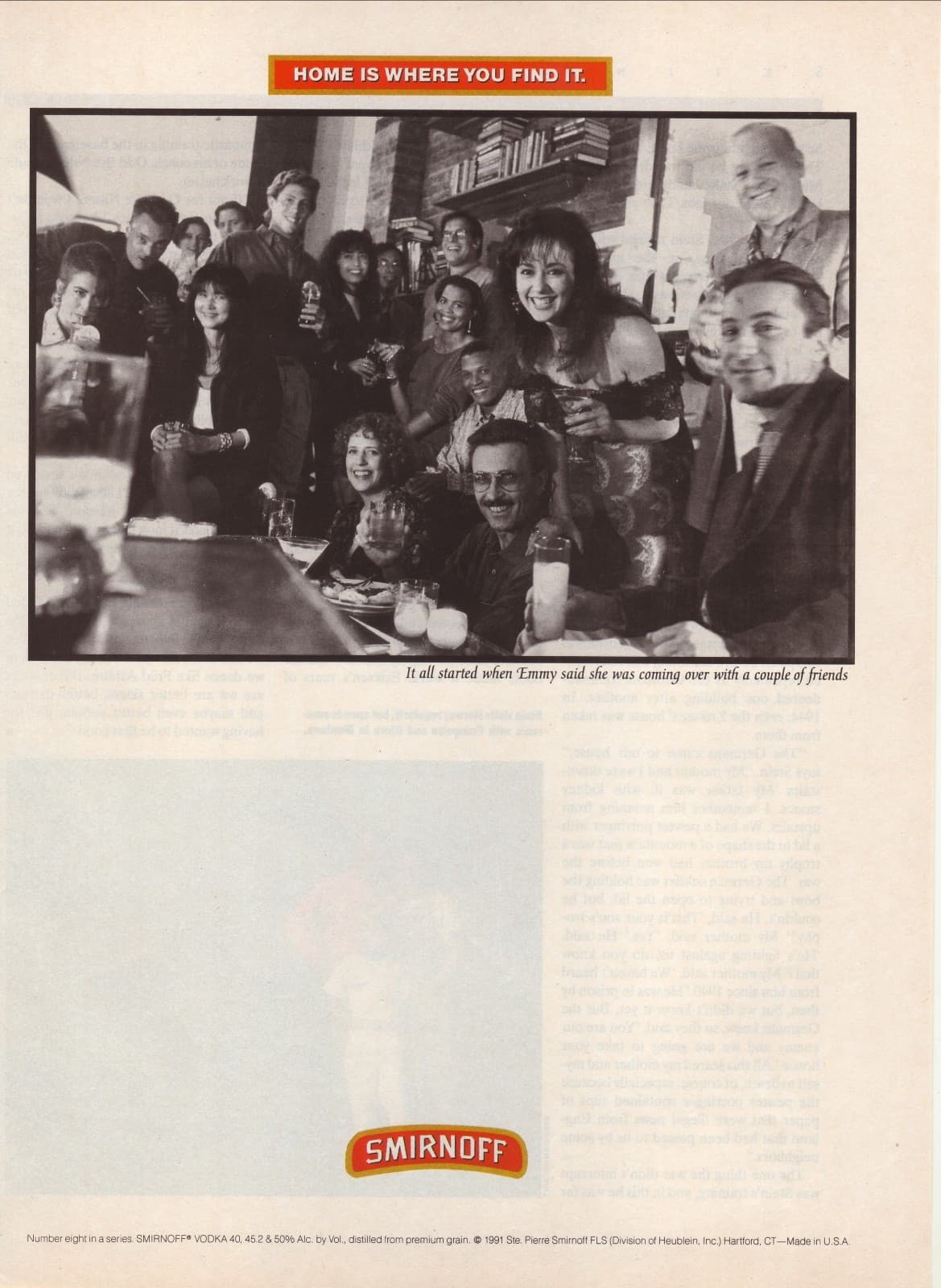 1991 Smirnoff Vodka Original Vintage Print Ad--Home Is Where You Find It