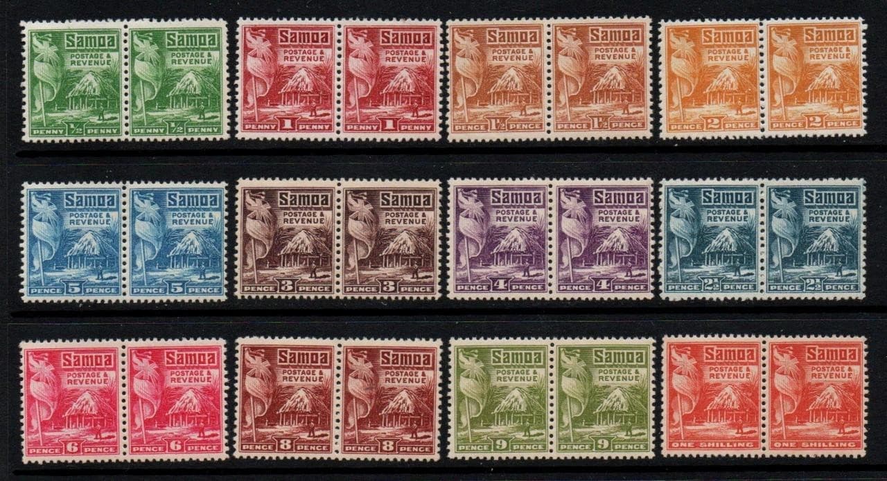 Samoa 1921 Native Huts MNH Set IN Pairs SG 153-164