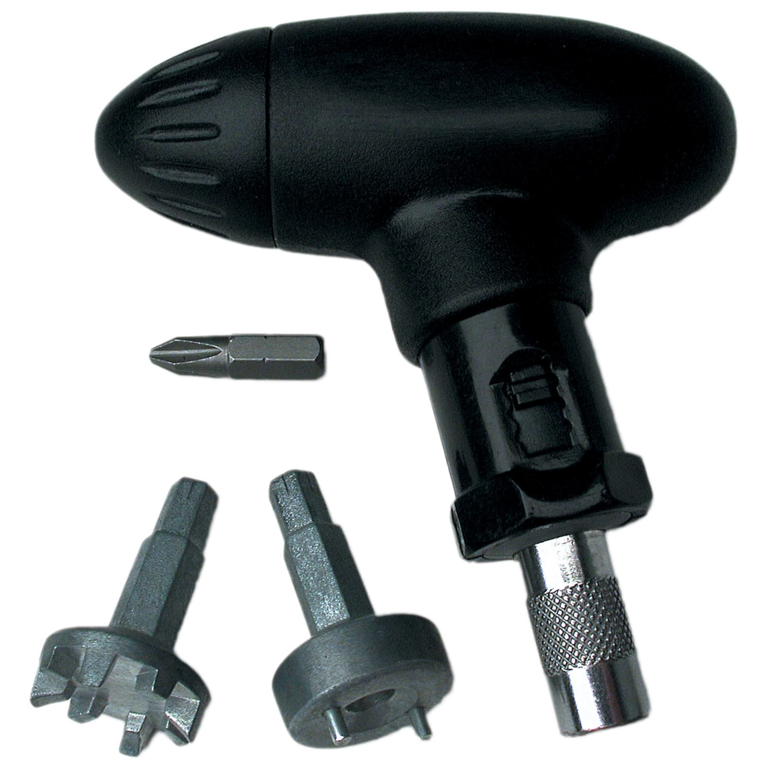 Ratchet Action Golf Spike Wrench Interchangeable 2-Pin, Extractor, Phillips Bits