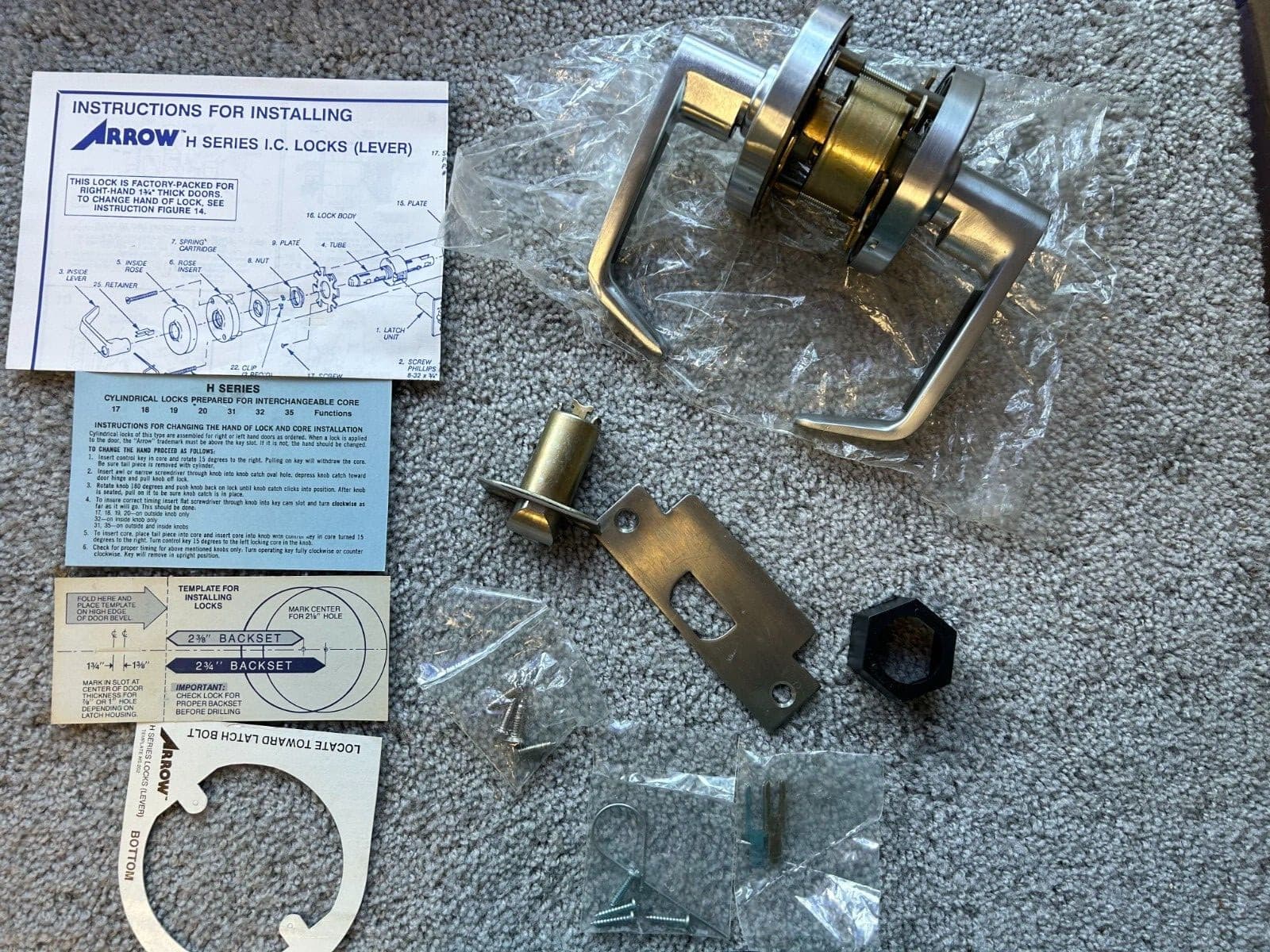 Arrow H Series I.C. Locks (Lever) Classroom H17 S R 26D 306 161 IC R.H.