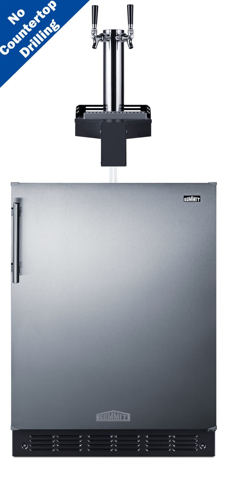 Summit SBCFLTWADA 24"W 5.8 Cu. Ft. Built-In Double Tap Kegerator - Stainless