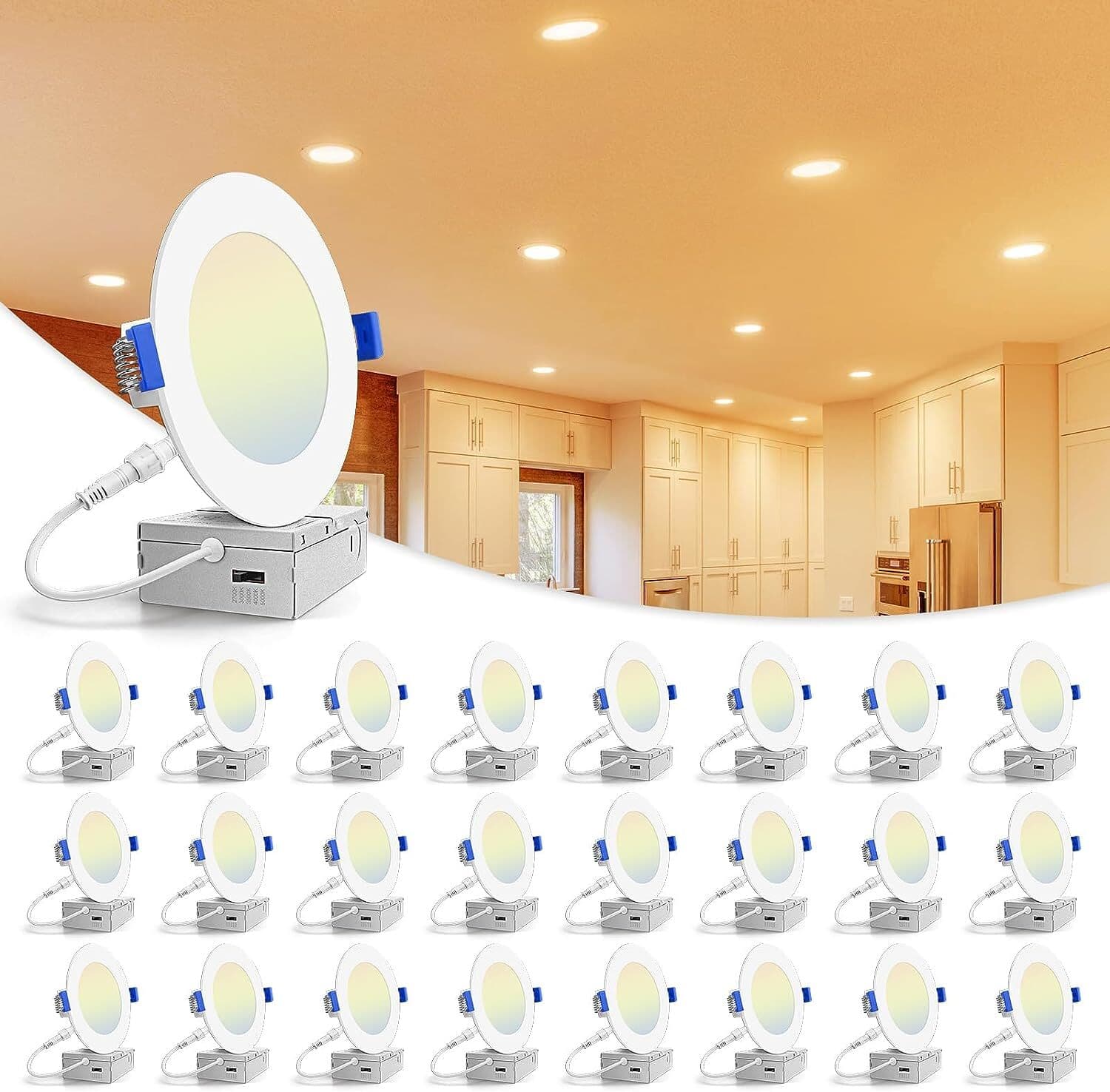 4 Inch 5CCT LED Recessed Ceiling Dimmable Light with Junction Box 2700K-5000K