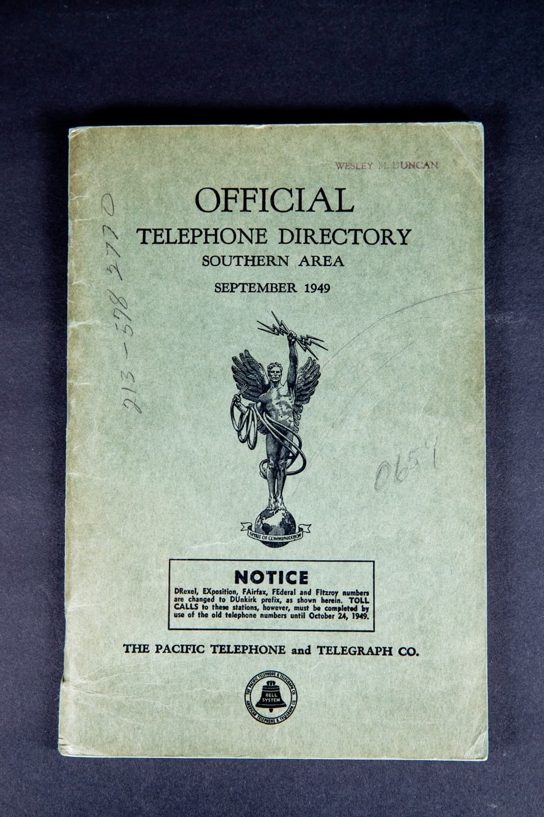 1949 Official Directory Southern Area California Pacific Telephone Company