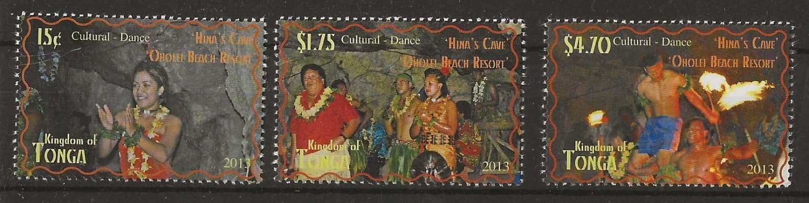 Tonga 2013 - Cultural Dance, Hina's Cave Oholei Beach Resort - Set of 3 - MNH