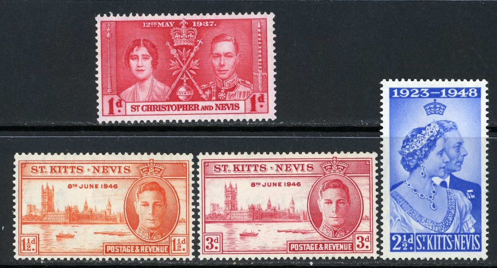 Stamps St. Kitt-Nevis, Scott # 76, 91-92 and 93 Mint NH, except 93 LH
