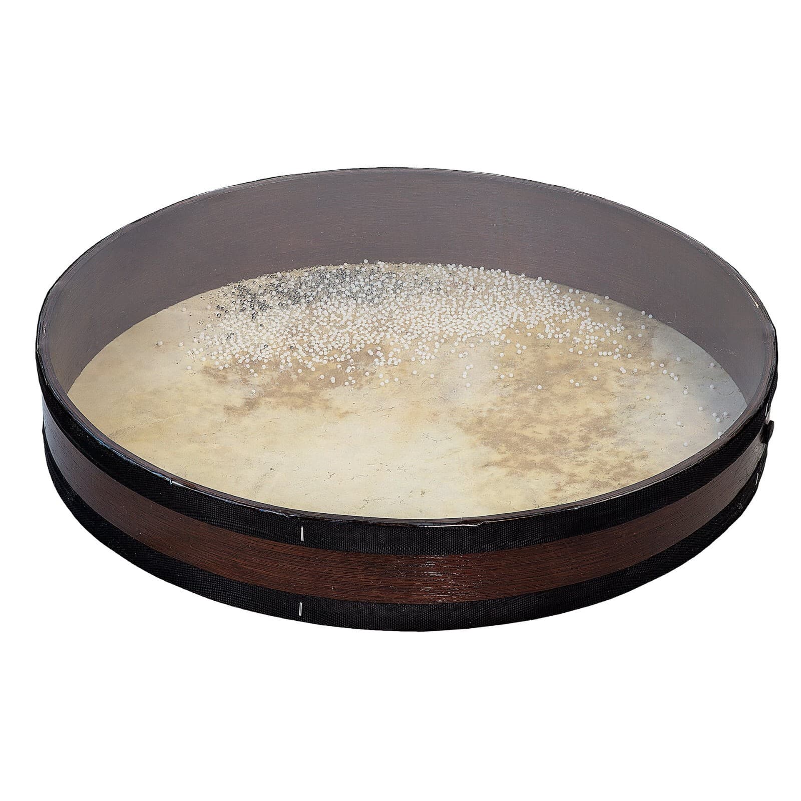 Natural Sounding Percussion Ocean Drum with Wave Beads and Hardwood Frame, Goat