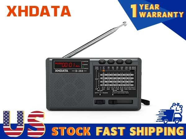 Portable Radio XHDATA D368 Shortwave AM FM SW 12 Band DSP Stereo MP3 Player Wire