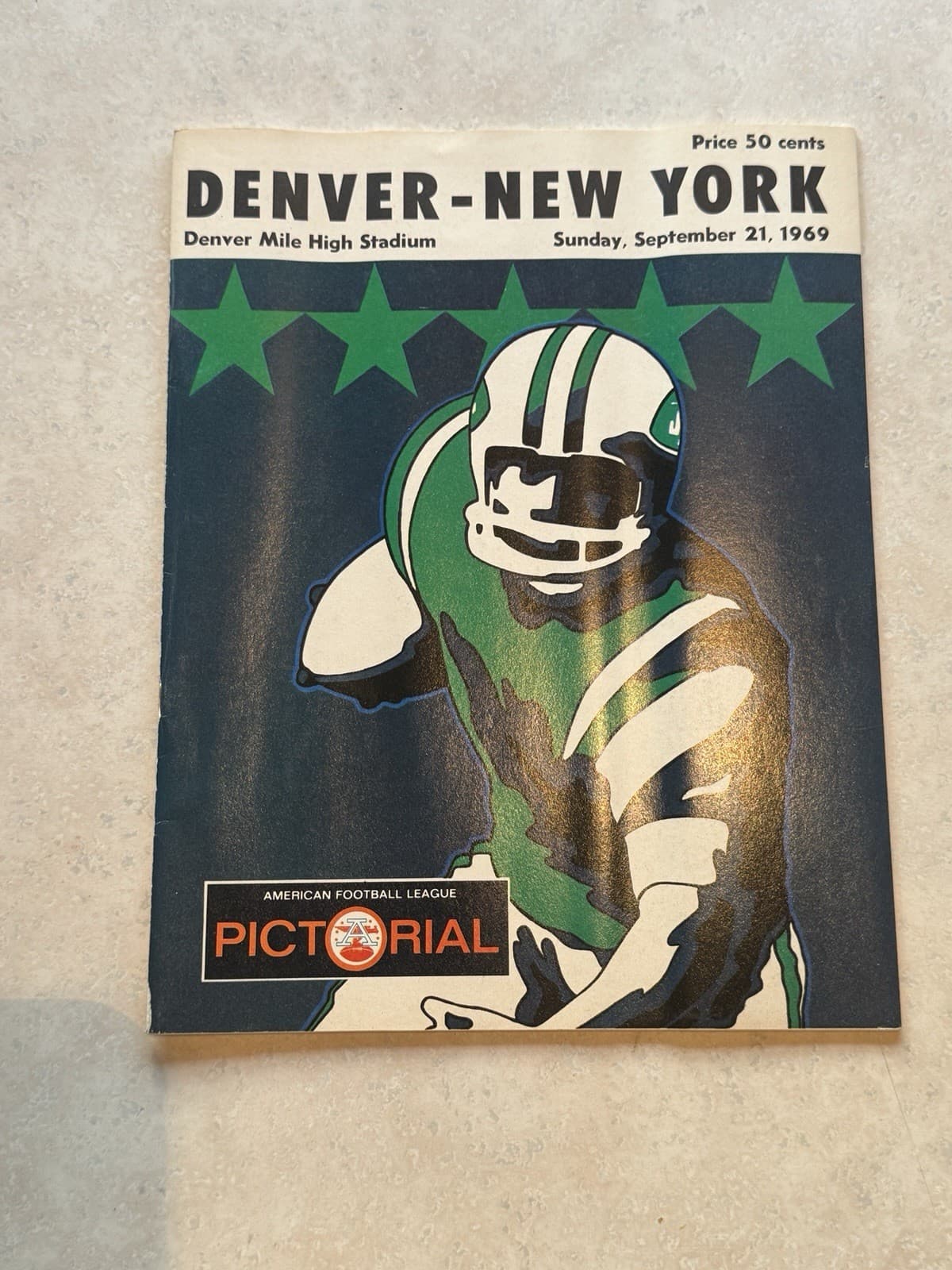 September 21 1969 AFL Program New York Jets at Denver Broncos
