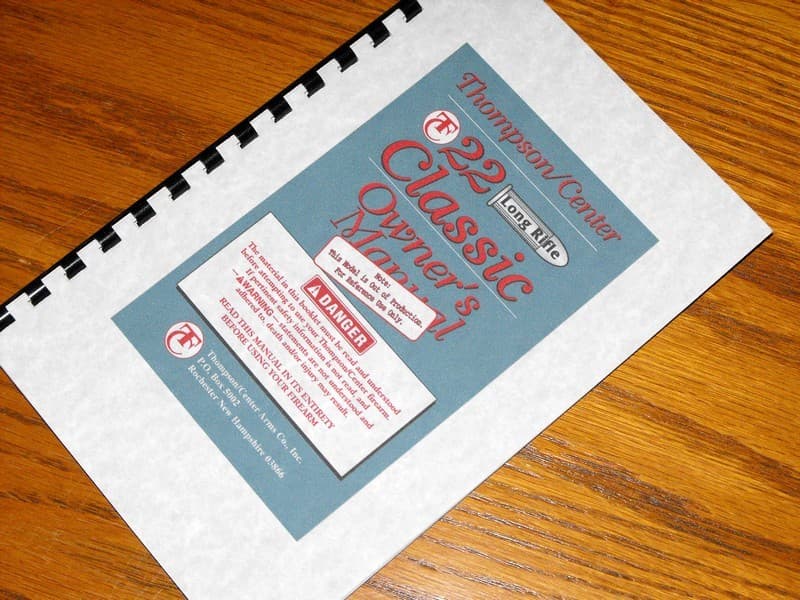 THOMPSON CENTER T/C CLASSIC 22 22lr RIFLE Gun Owners MANUAL