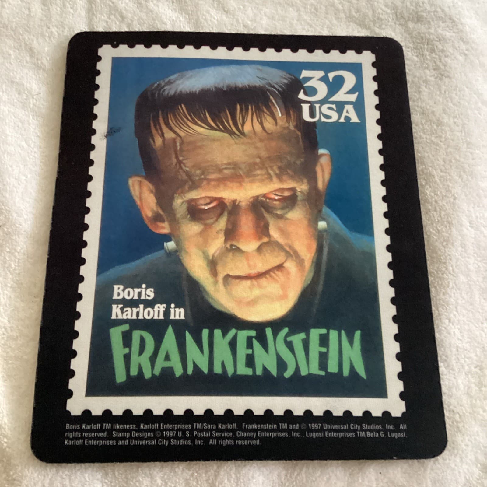 USPS Classic Universal Monster Stamp Boris Karloff Frankenstein Mouse Pad 1997