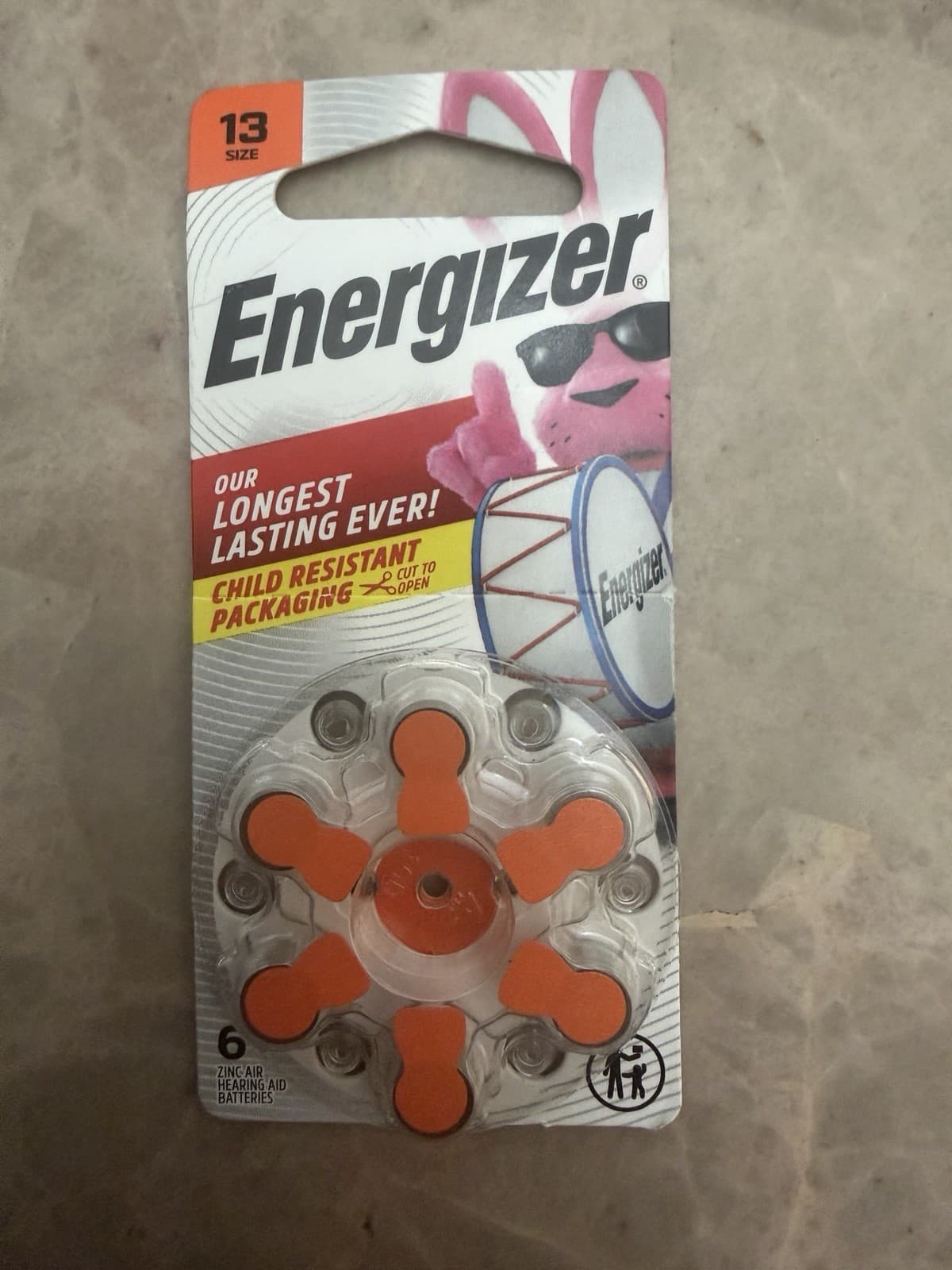 6 Energizer Hearing Aid Batteries Zinc Size 13 Orange - NIB